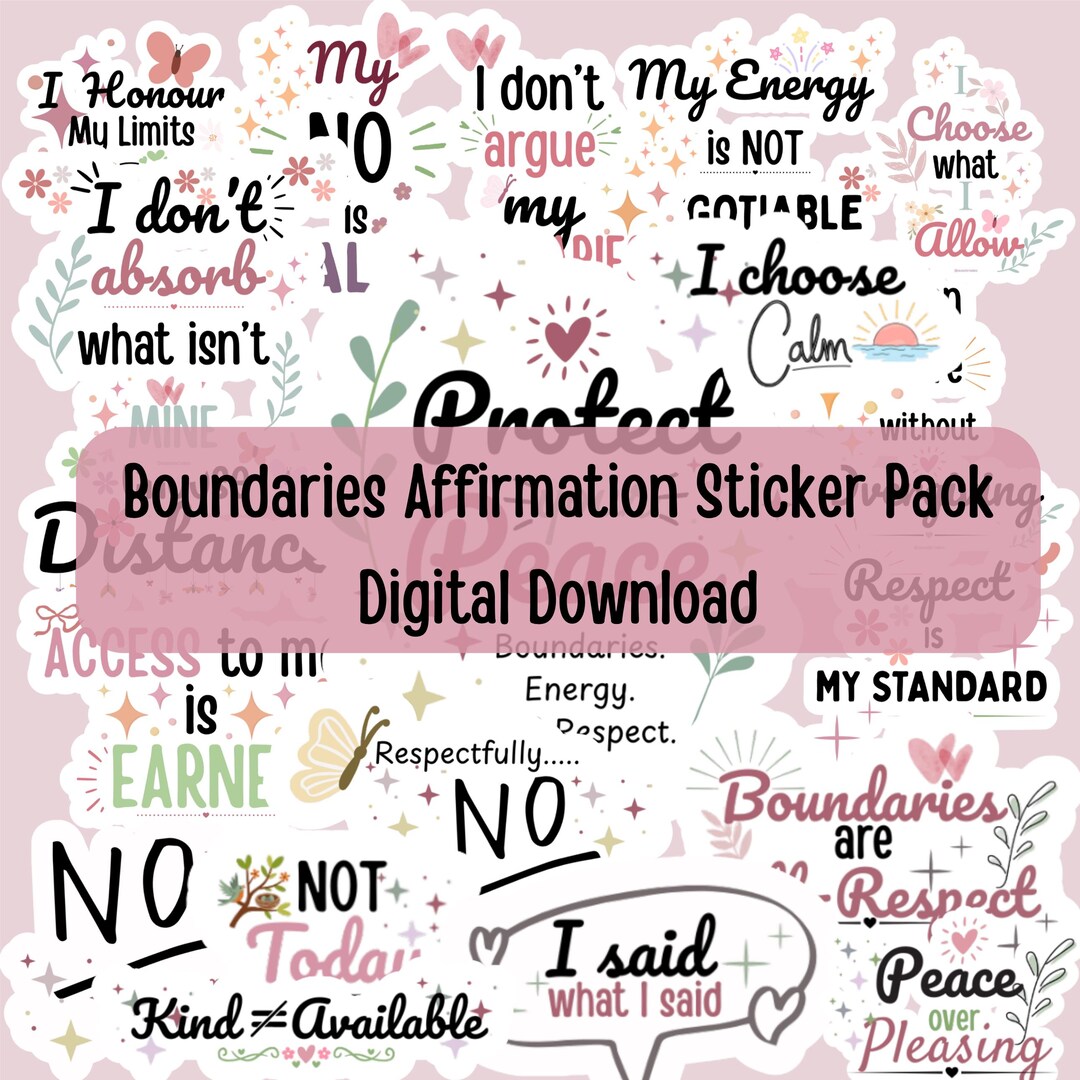 Boundaries Affirmation Sticker Pack | Mental Health Stickers | Therapy ...