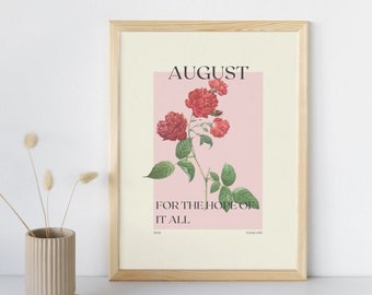 August Folklore Poster, August Lyrics TaylorSwift Poster, TaylorSwift Decor,Taylor Folklore Print, Cottagecore Wall Art, Taylor Gallery Wall
