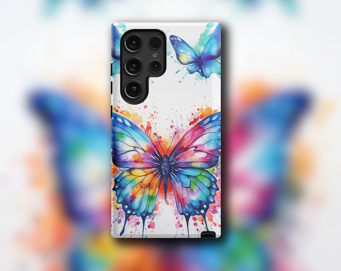 Watercolor Butterfly Case for Samsung S22/S23/S24 - Artistic, Durable, Dual-Layer, Glossy/Matte Typically Ships in 1-3 Days
