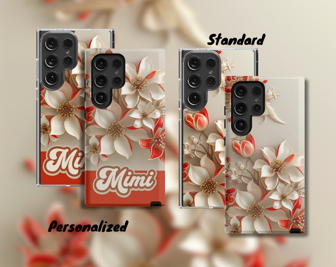 Personalizable Vintage Floral Elegance Phone Case - iPhone 12 13 14 15 (MagSafe) Samsung S21 S22 S23 S24 Google Pixel 6 7 8 - Ships 1-3 Days