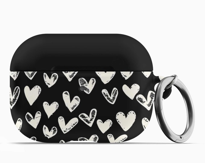 White Hearts AirPod Case w/Keychain - Fits 1st 2nd Gen AirPods AirPod Pros