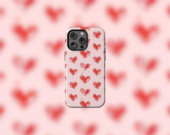 Red Hearts MagSafe Tough iPhone 12-15 Case