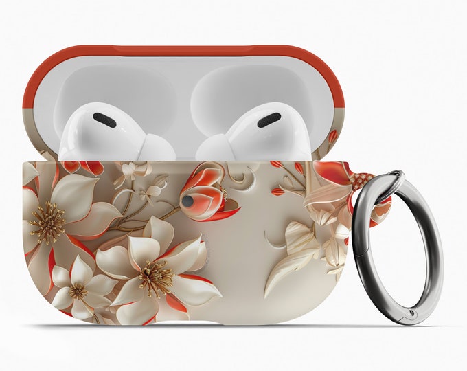 Floral AirPod Case w/Keychain - Fits 1st 2nd Gen AirPods AirPod Pros
