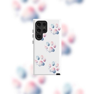 Watercolor Paw Print Samsung Tough Case - S23/S24/S25 Series, Matte/Glossy Finish
