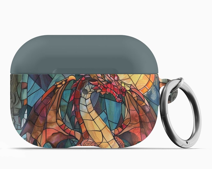 Stained Glass Dragon AirPod Case w/Keychain - Fits 1st 2nd Gen AirPods AirPod Pros
