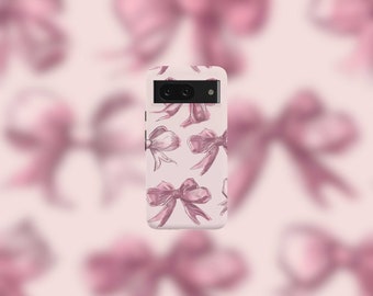 Pink Pastel Bows Tough Phone Case For Google Pixel 9, 9 Pro, 9 Pro XL, 8, 8 Pro, 7, 7 Pro, 6, and 6 Pro