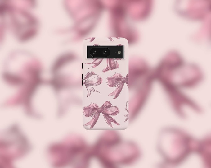 Pink Pastel Bows Tough Phone Case For Google Pixel 9, 9 Pro, 9 Pro XL, 8, 8 Pro, 7, 7 Pro, 6, and 6 Pro