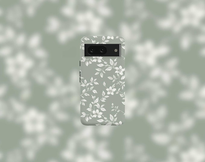 Sage White Jasmine Tough Phone Case For Google Pixel 9, 9 Pro, 9 Pro XL, 8, 8 Pro, 7, 7 Pro, 6, and 6 Pro