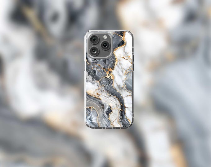 Clear iPhone Case with Gold Marbling  MagSafe Compatible  iPhone 13-16