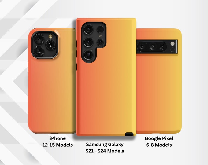Sunset Gradient Case Deep Orange to Yellow iPhone 12 13 14 15 Samsung S20 S21 S22 S23 S24 Google Pixel 6 7 8 Typically Ships in 1-3 Days
