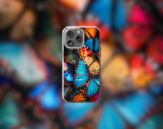 Colorful Butterflies MagSafe iPhone Case 12-15 Clear Protective Cover