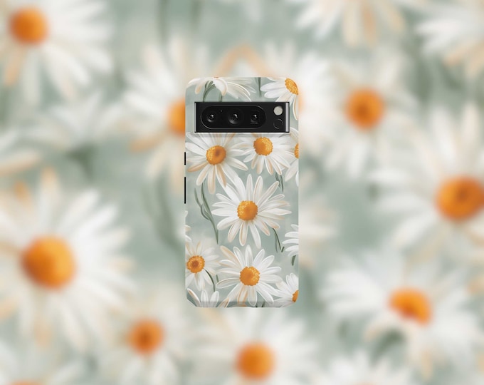 White Daisies Tough Phone Case For Google Pixel 9, 9 Pro, 9 Pro XL, 8, 8 Pro, 7, 7 Pro, 6, and 6 Pro