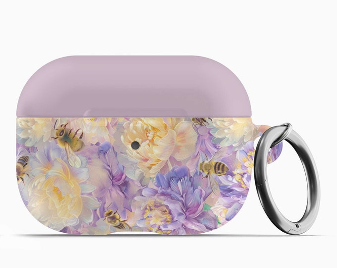 Floral Bee's AirPod Case w/Keychain - Fits 1st 2nd Gen AirPods AirPod Pros