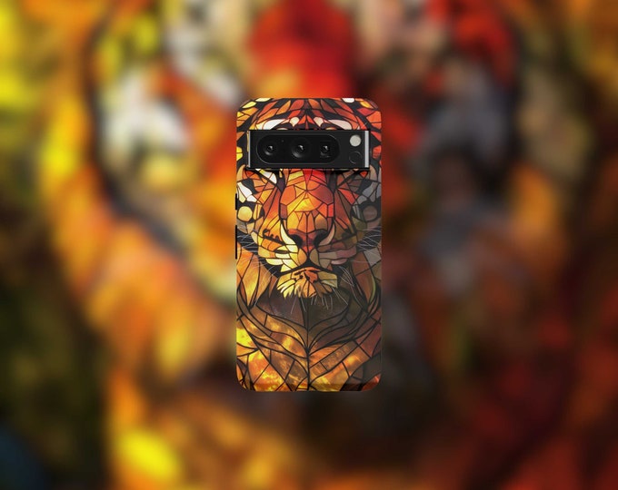 Stained Glass Tiger Tough Phone Case For Google Pixel 9, 9 Pro, 9 Pro XL, 8, 8 Pro, 7, 7 Pro, 6, and 6 Pro