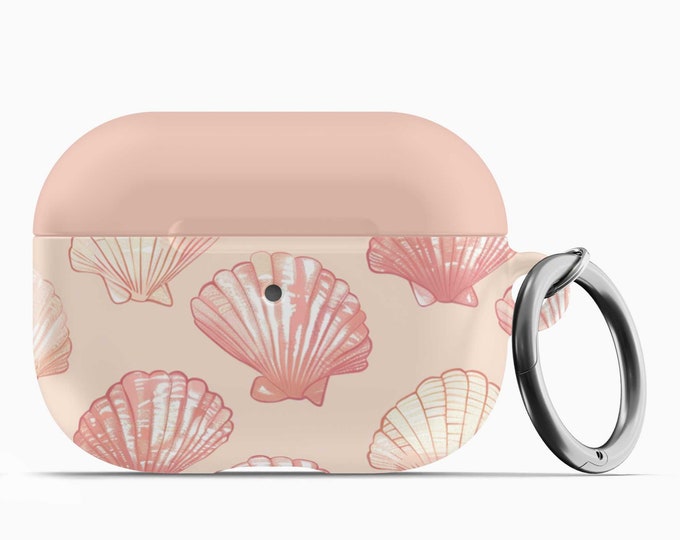 Pastel Pink Seashells AirPod Case w/Keychain - Fits 1st 2nd Gen AirPods AirPod Pros