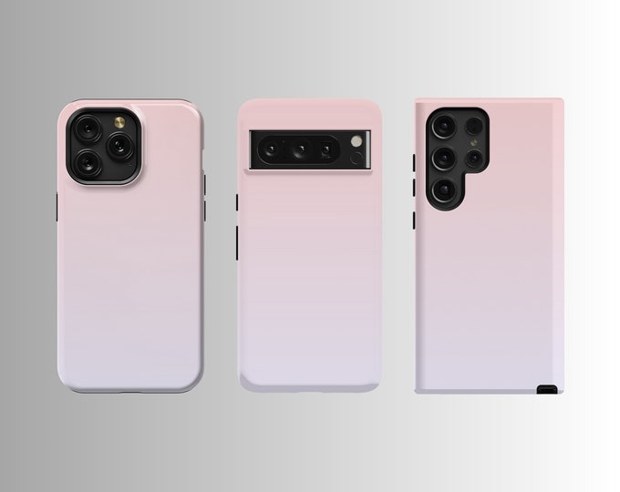 Lavender to Rose Quartz Gradient Phone Case - iPhone 14/15 (MagSafe Compatible), Fits Samsung S23 & S24, Pixel 7/8