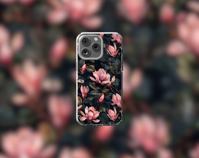 Magnolia Blossoms Clear MagSafe iPhone 13-16 Case