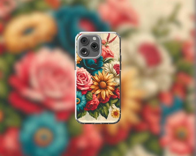 Retro Floral Clear MagSafe iPhone 13-16 Case