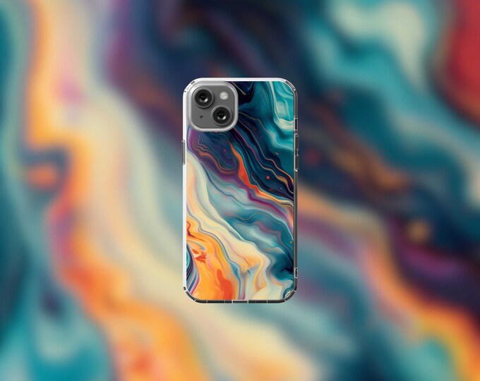 Vibrant Marble Clear MagSafe iPhone Case for 12-15 Models