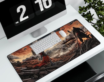 Mouse Pad XL Desk Mat: Samurai Horizon for Gaming and Office Decor, Extended Desk Pad, Unique Tech Gift