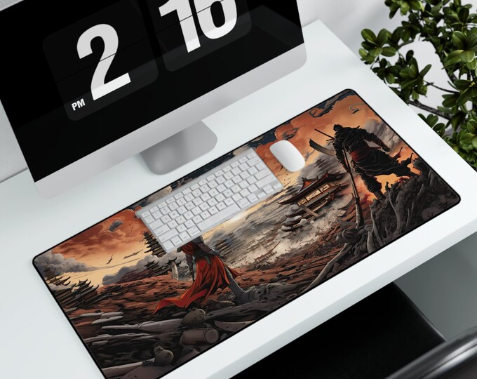 Mouse Pad XL Desk Mat: Samurai Horizon for Gaming and Office Decor, Extended Desk Pad, Unique Tech Gift