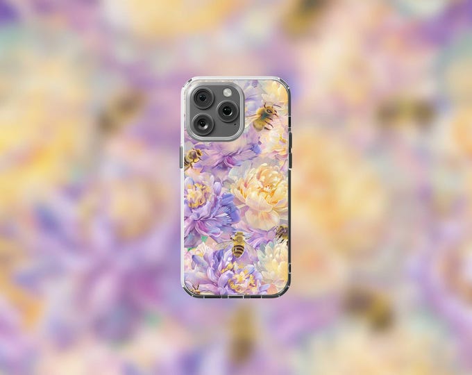 Floral Bee MagSafe Clear iPhone Case for 13-16 Models
