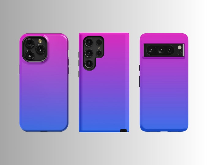 Pink to Blue Ombre - iPhone 12 13 14 15 (MagSafe) & Samsung 20 21 22 23 24 Google Pixel 6 7 8 Typically Ships in 1-3 Days
