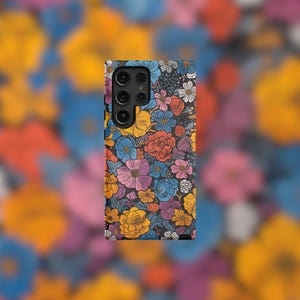 Retro Bloom Samsung Tough Case - S23/S24/S25 Series, Matte/Glossy Finish