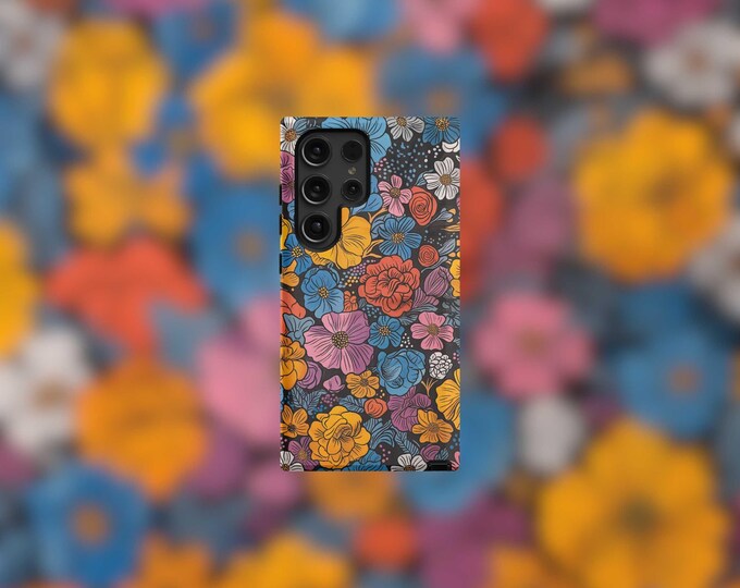 Retro Bloom Samsung Tough Case - S23/S24/S25 Series, Matte/Glossy Finish