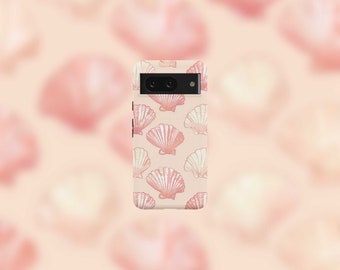 Pastel Pink Seashells Tough Phone Case For Google Pixel 9, 9 Pro, 9 Pro XL, 8, 8 Pro, 7, 7 Pro, 6, and 6 Pro