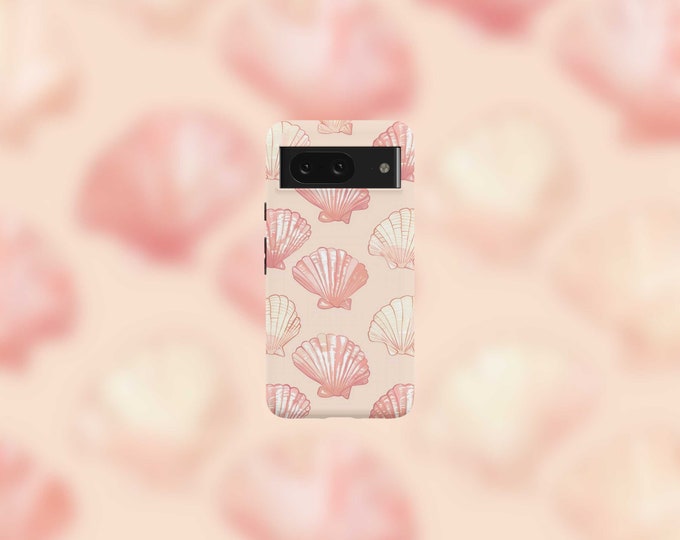 Pastel Pink Seashells Tough Phone Case For Google Pixel 9, 9 Pro, 9 Pro XL, 8, 8 Pro, 7, 7 Pro, 6, and 6 Pro