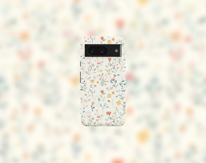 Cute Watercolor Flowers Tough Phone Case For Google Pixel 9, 9 Pro, 9 Pro XL, 8, 8 Pro, 7, 7 Pro, 6, and 6 Pro