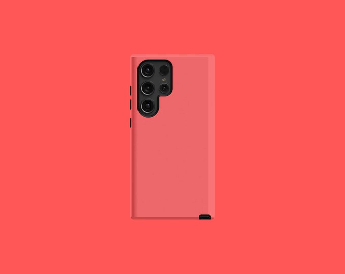 Coral Red Samsung Tough Case - S22/S23/S24 Series, Matte/Glossy Finish