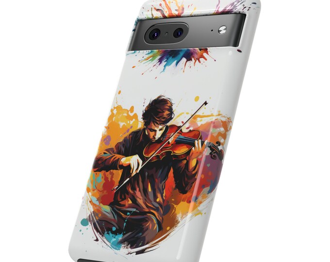 Google Pixel 7 Pro, 6 Pro, 5 Pro Tough Cases - Artistic Watercolor Violinist Design for Premium Pixel Protection
