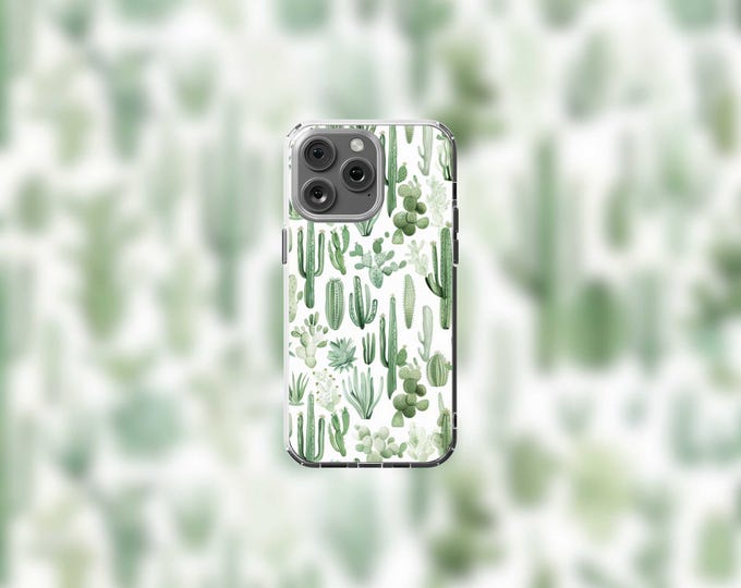 Desert Cactus Clear MagSafe iPhone Case for 13-16 Models
