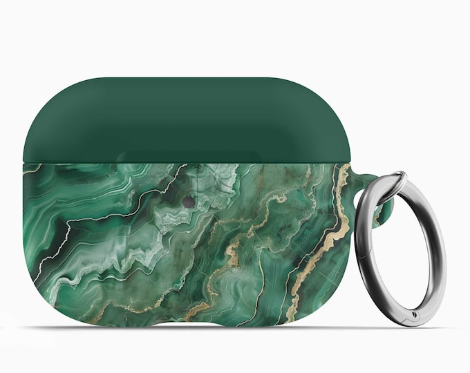 Jade Marble AirPod Case w/Keychain - Fits 1st 2nd Gen AirPods AirPod Pros
