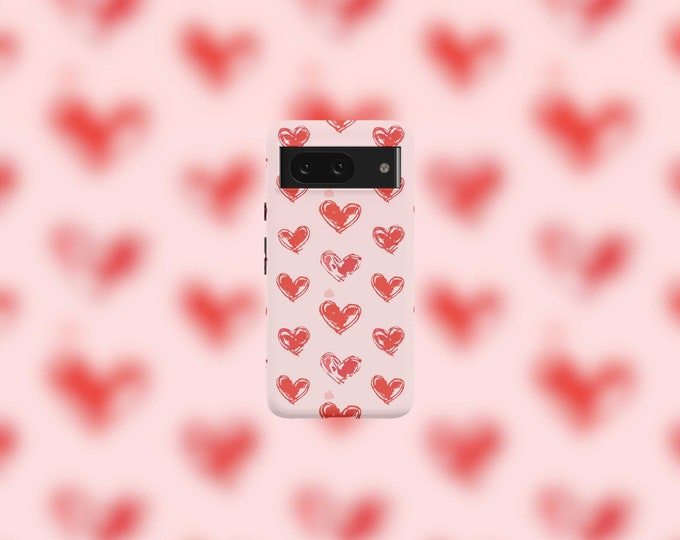 Red Hearts Tough Phone Case For Google Pixel 9, 9 Pro, 9 Pro XL, 8, 8 Pro, 7, 7 Pro, 6, and 6 Pro