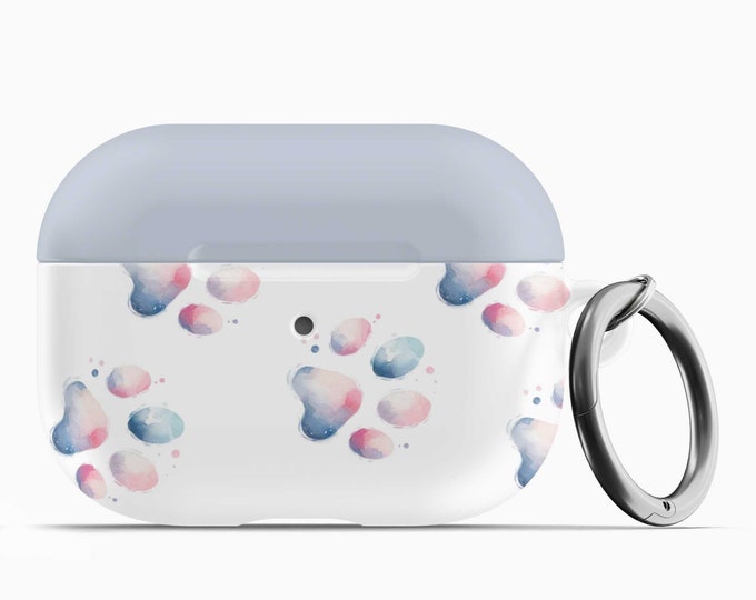 Watercolor Paw Print AirPod Case w/Keychain - Fits 1st 2nd Gen AirPods AirPod Pros