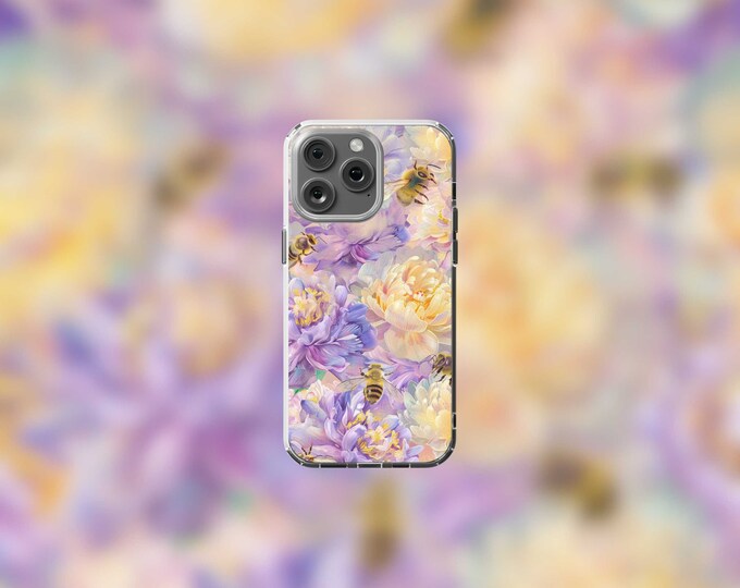 Floral Bee MagSafe Clear Case for iPhone 12-15 - Elegant Design