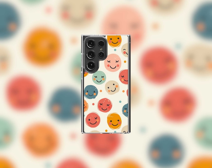 Cute Smiley Faces Samsung Clear Case - S22/S23/S24 Series