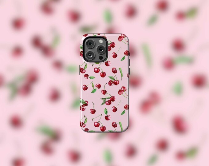 Summer Cherries MagSafe Tough Case for iPhone 13-16 and 16e Dual-Layer Protection Stylish Design Made in USA