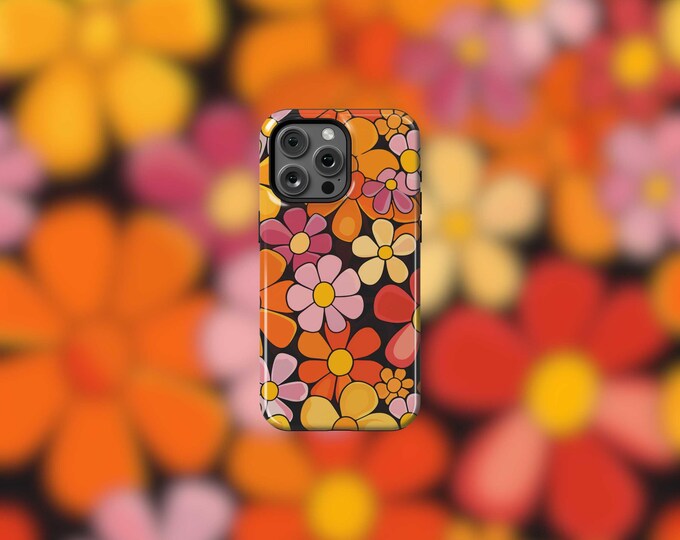 Retro Flowers MagSafe Tough iPhone 13-16 and 16e Case