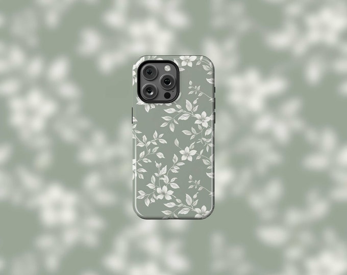 Sage White Jasmine MagSafe Tough iPhone 12-15 Case