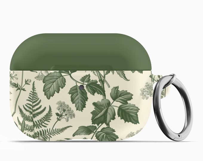Green Botanicals AirPod Case w/Keychain - Fits 1st 2nd Gen AirPods AirPod Pros