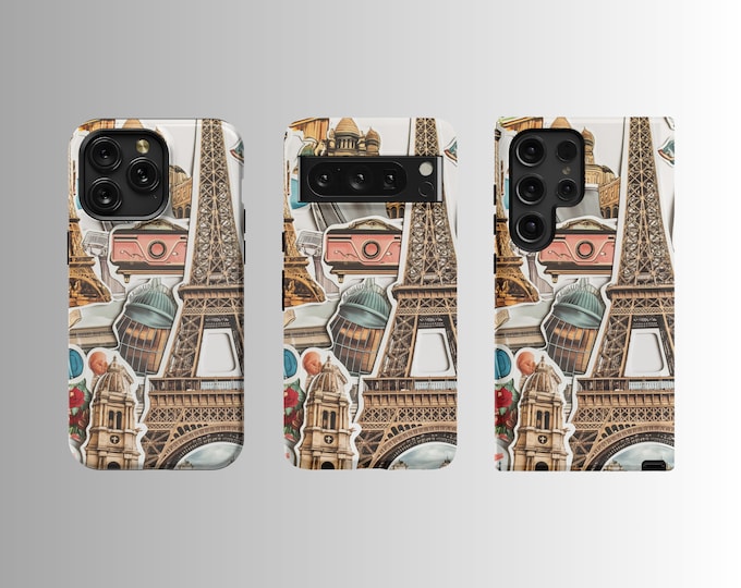 Vintage Paris Scrapbook Phone Case for iPhone 1415 Samsung S23S24 Google Pixel 78 - UNIQUE  ELEGANT
