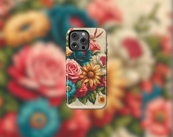 Retro Floral MagSafe Tough iPhone 13-16 and 16e Case