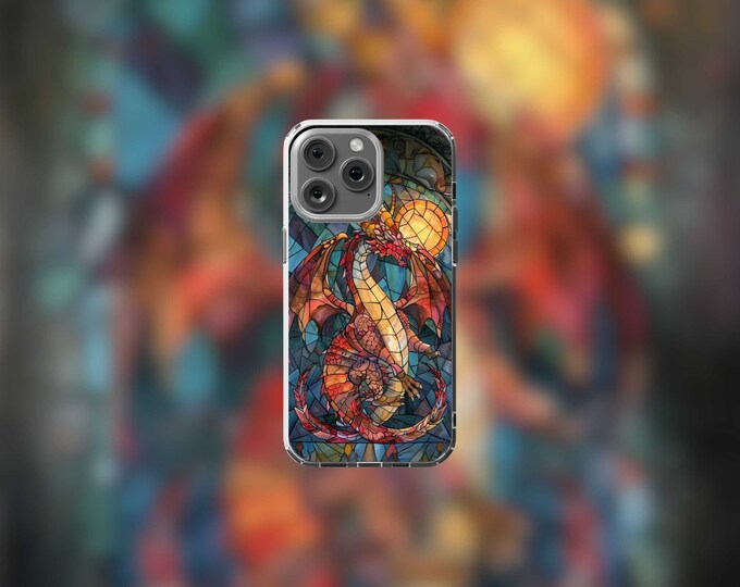 Stained Glass Dragon iPhone 12-15 MagSafe Case - Unique Art Design