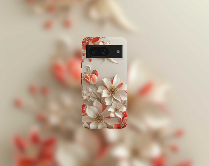 3D Floral Tough Phone Case For Google Pixel 9, 9 Pro, 9 Pro XL, 8, 8 Pro, 7, 7 Pro, 6, and 6 Pro