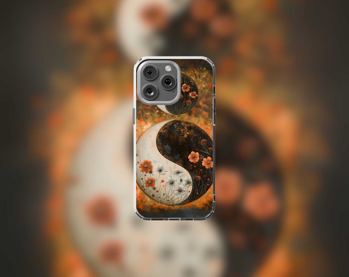 Floral Yin Yang Clear MagSafe iPhone Case  Fits iPhone 12-15