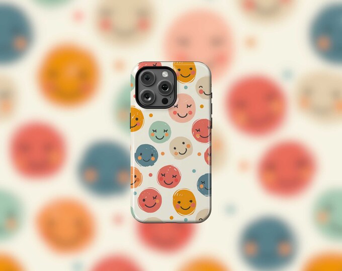 Cute Smiley Faces MagSafe Tough iPhone 12-15 Case
